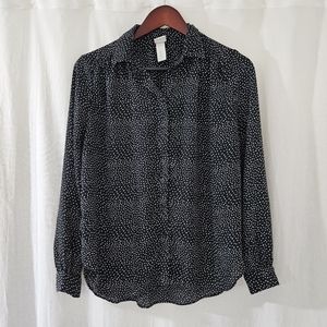 H&M Black/White Polka Dot Patterned Button Front Blouse Women’s Size 6